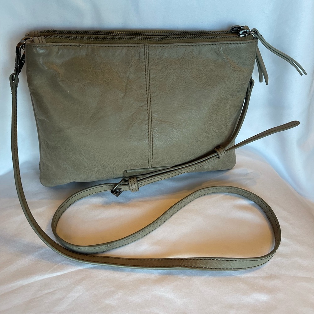Lucky Brand Taupe/Grey Leather Crossbody Bag